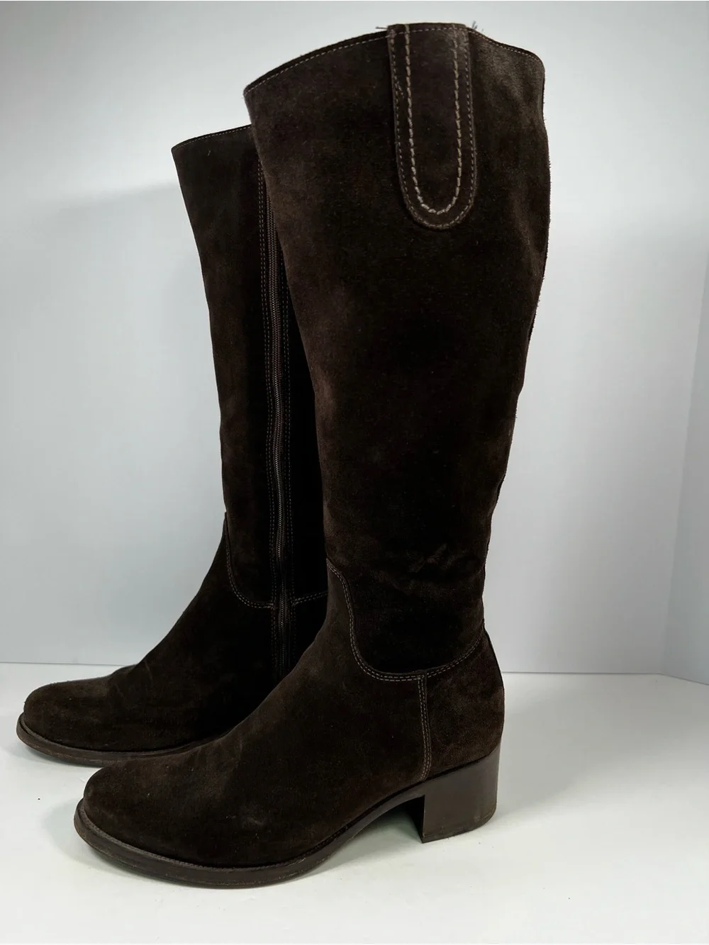 La Canadienne Polly Boots Women's 7.5 Brown Suede Knee High Waterproof Block